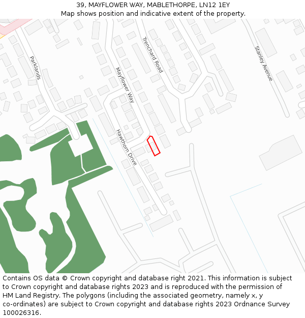 39, MAYFLOWER WAY, MABLETHORPE, LN12 1EY: Location map and indicative extent of plot