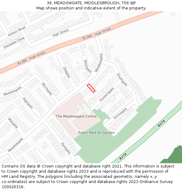 39, MEADOWGATE, MIDDLESBROUGH, TS6 9JP: Location map and indicative extent of plot