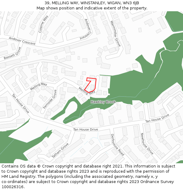 39, MELLING WAY, WINSTANLEY, WIGAN, WN3 6JB: Location map and indicative extent of plot