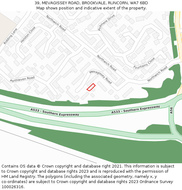 39, MEVAGISSEY ROAD, BROOKVALE, RUNCORN, WA7 6BD: Location map and indicative extent of plot