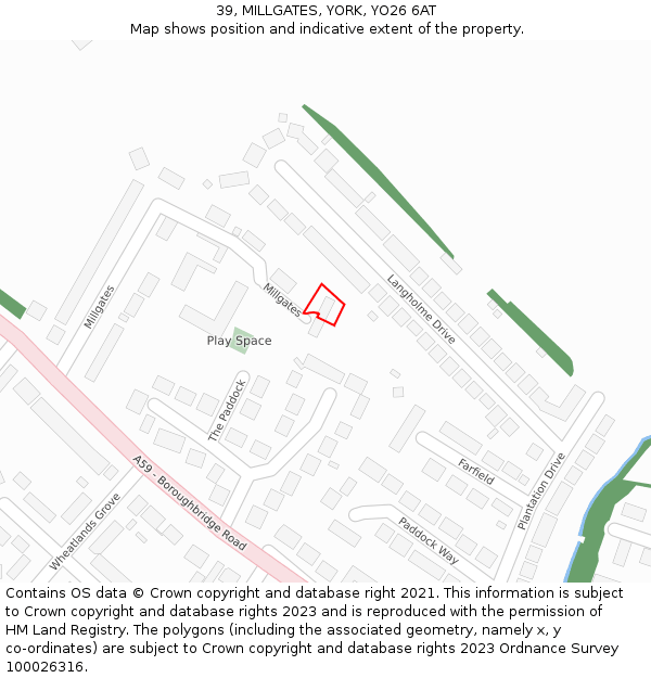 39, MILLGATES, YORK, YO26 6AT: Location map and indicative extent of plot