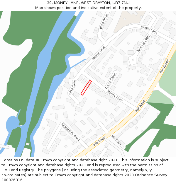 39, MONEY LANE, WEST DRAYTON, UB7 7NU: Location map and indicative extent of plot