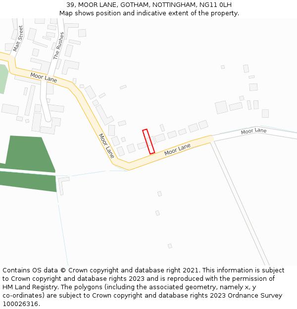 39, MOOR LANE, GOTHAM, NOTTINGHAM, NG11 0LH: Location map and indicative extent of plot