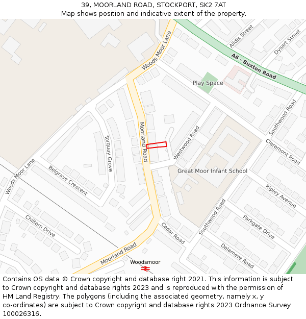 39, MOORLAND ROAD, STOCKPORT, SK2 7AT: Location map and indicative extent of plot