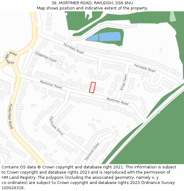 39, MORTIMER ROAD, RAYLEIGH, SS6 9NU: Location map and indicative extent of plot