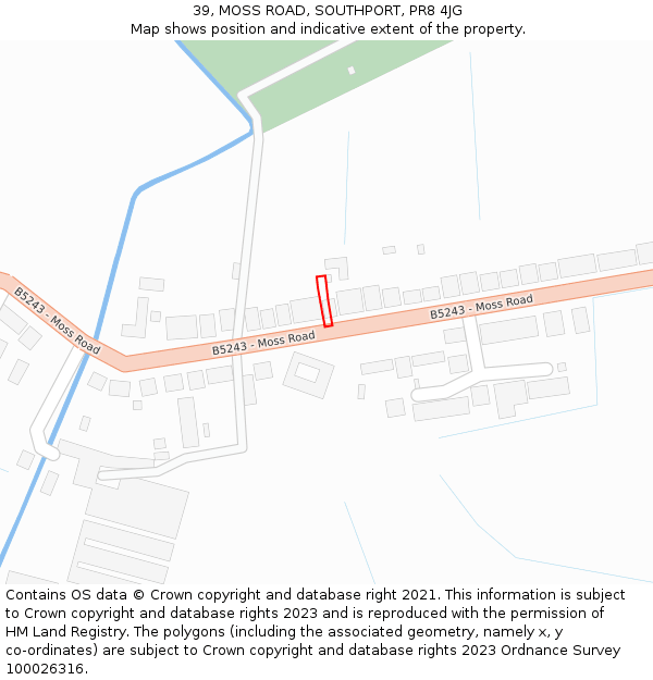 39, MOSS ROAD, SOUTHPORT, PR8 4JG: Location map and indicative extent of plot