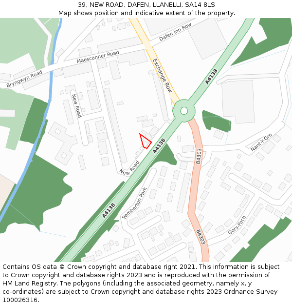 39, NEW ROAD, DAFEN, LLANELLI, SA14 8LS: Location map and indicative extent of plot