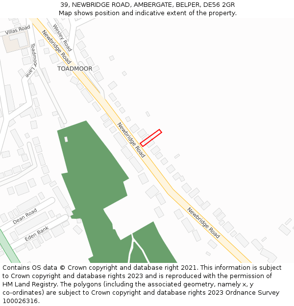 39, NEWBRIDGE ROAD, AMBERGATE, BELPER, DE56 2GR: Location map and indicative extent of plot