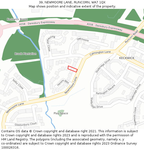 39, NEWMOORE LANE, RUNCORN, WA7 1QX: Location map and indicative extent of plot