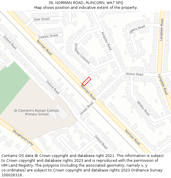 39, NORMAN ROAD, RUNCORN, WA7 5PQ: Location map and indicative extent of plot