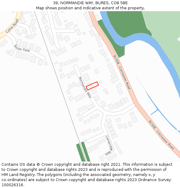 39, NORMANDIE WAY, BURES, CO8 5BE: Location map and indicative extent of plot