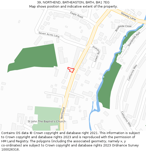 39, NORTHEND, BATHEASTON, BATH, BA1 7EG: Location map and indicative extent of plot