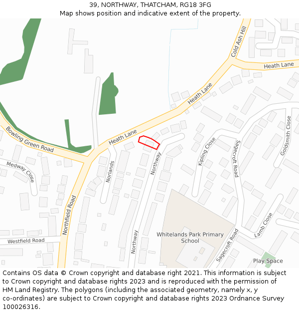 39, NORTHWAY, THATCHAM, RG18 3FG: Location map and indicative extent of plot