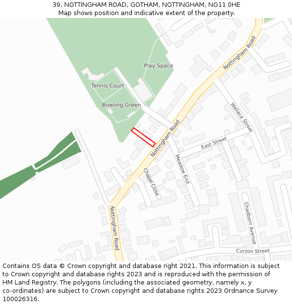 39, NOTTINGHAM ROAD, GOTHAM, NOTTINGHAM, NG11 0HE: Location map and indicative extent of plot