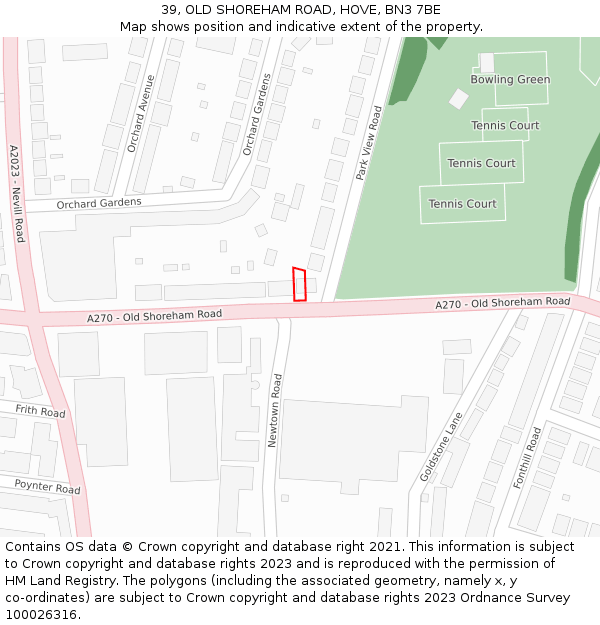 39, OLD SHOREHAM ROAD, HOVE, BN3 7BE: Location map and indicative extent of plot