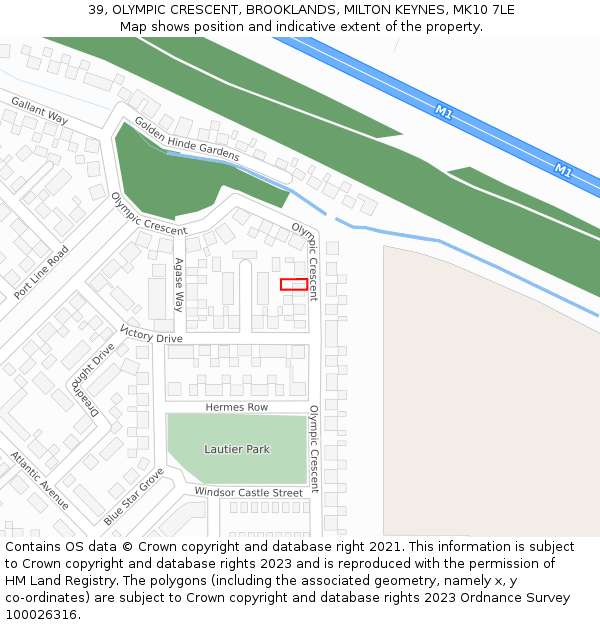 39, OLYMPIC CRESCENT, BROOKLANDS, MILTON KEYNES, MK10 7LE: Location map and indicative extent of plot