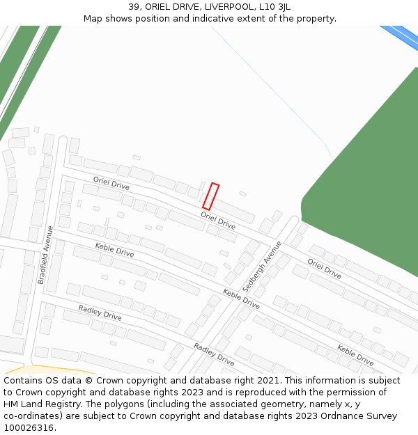 39, ORIEL DRIVE, LIVERPOOL, L10 3JL: Location map and indicative extent of plot