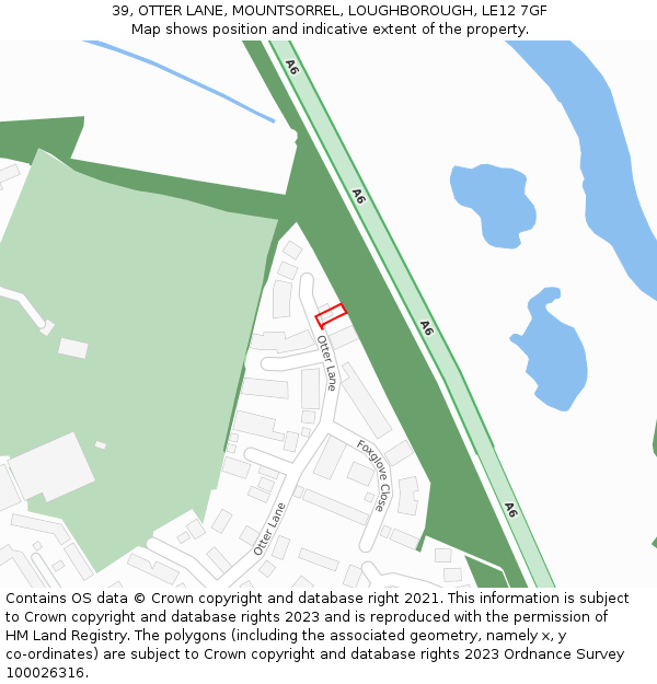 39, OTTER LANE, MOUNTSORREL, LOUGHBOROUGH, LE12 7GF: Location map and indicative extent of plot