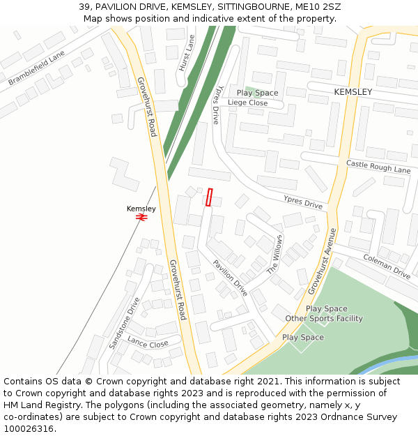 39, PAVILION DRIVE, KEMSLEY, SITTINGBOURNE, ME10 2SZ: Location map and indicative extent of plot