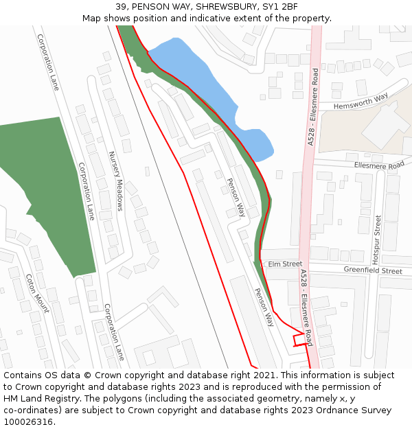 39, PENSON WAY, SHREWSBURY, SY1 2BF: Location map and indicative extent of plot