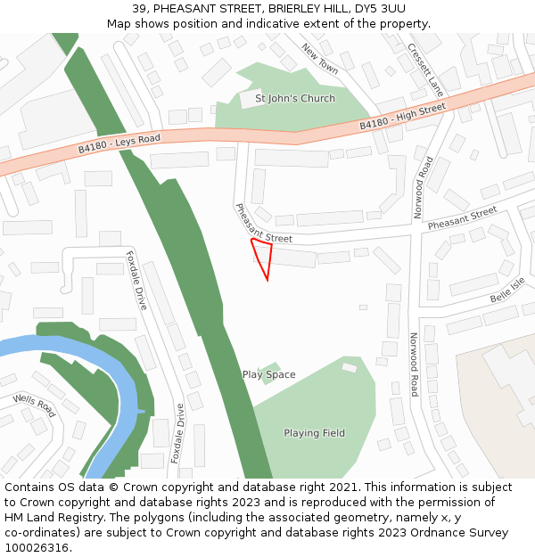 39, PHEASANT STREET, BRIERLEY HILL, DY5 3UU: Location map and indicative extent of plot