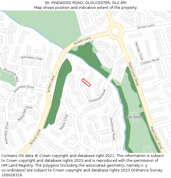 39, PINEWOOD ROAD, GLOUCESTER, GL2 4RY: Location map and indicative extent of plot