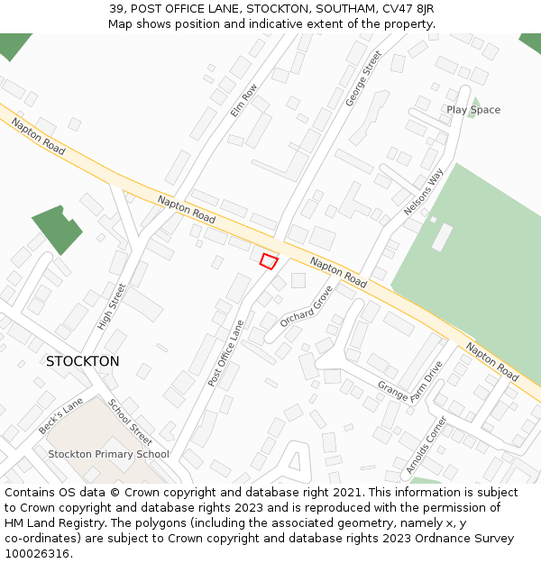 39, POST OFFICE LANE, STOCKTON, SOUTHAM, CV47 8JR: Location map and indicative extent of plot