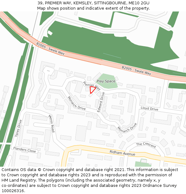 39, PREMIER WAY, KEMSLEY, SITTINGBOURNE, ME10 2GU: Location map and indicative extent of plot