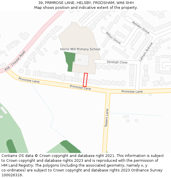 39, PRIMROSE LANE, HELSBY, FRODSHAM, WA6 0HH: Location map and indicative extent of plot