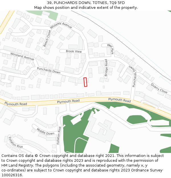 39, PUNCHARDS DOWN, TOTNES, TQ9 5FD: Location map and indicative extent of plot