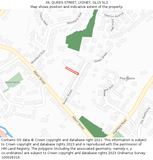 39, QUEEN STREET, LYDNEY, GL15 5LZ: Location map and indicative extent of plot