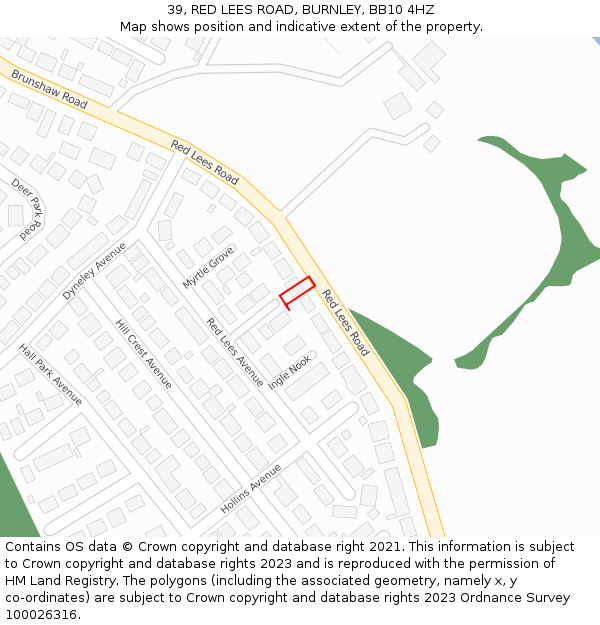 39, RED LEES ROAD, BURNLEY, BB10 4HZ: Location map and indicative extent of plot