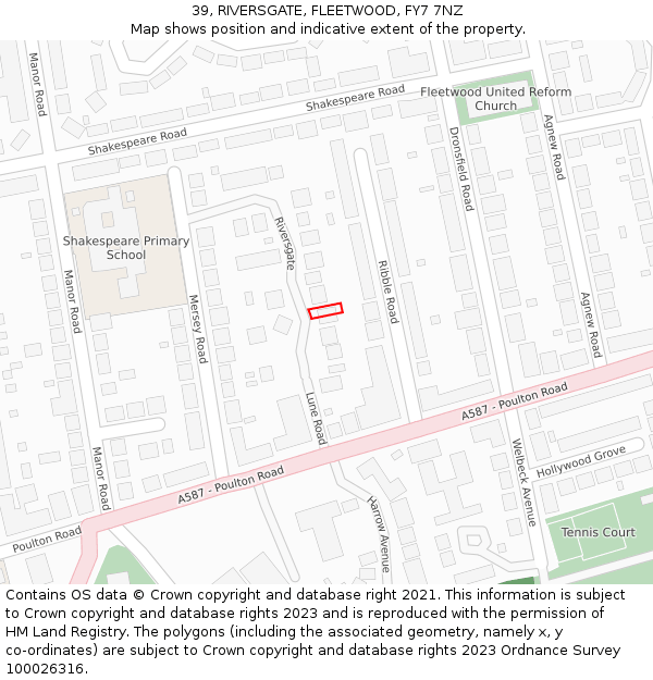 39, RIVERSGATE, FLEETWOOD, FY7 7NZ: Location map and indicative extent of plot