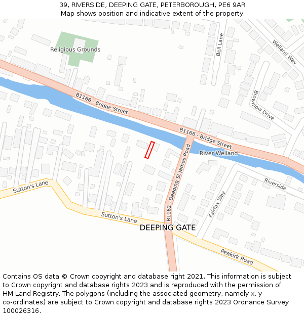 39, RIVERSIDE, DEEPING GATE, PETERBOROUGH, PE6 9AR: Location map and indicative extent of plot