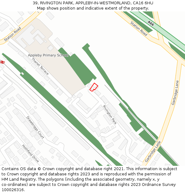39, RIVINGTON PARK, APPLEBY-IN-WESTMORLAND, CA16 6HU: Location map and indicative extent of plot