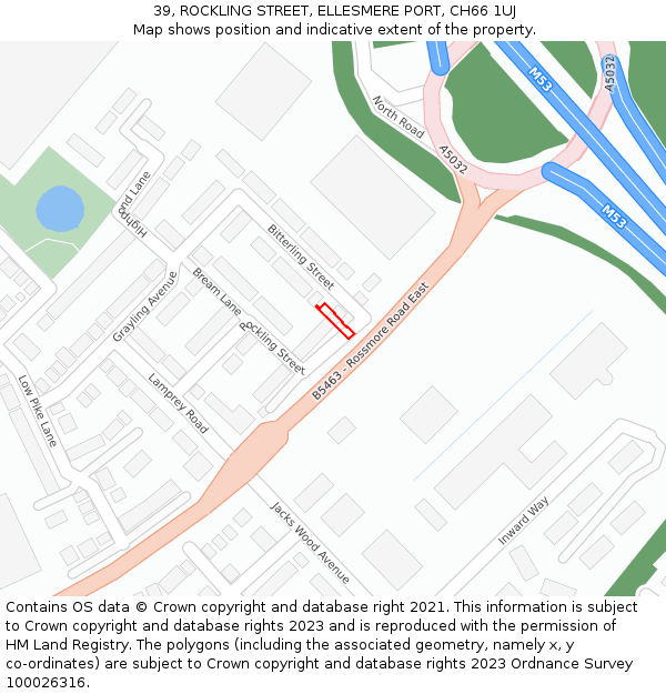 39, ROCKLING STREET, ELLESMERE PORT, CH66 1UJ: Location map and indicative extent of plot