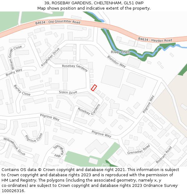 39, ROSEBAY GARDENS, CHELTENHAM, GL51 0WP: Location map and indicative extent of plot