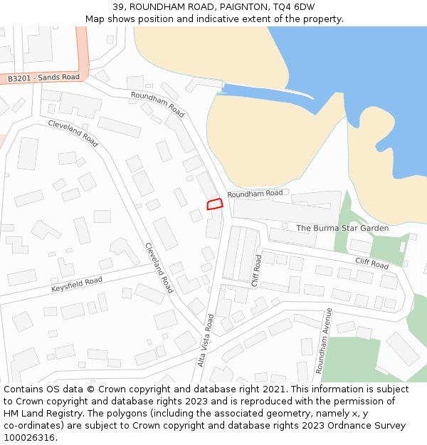 39, ROUNDHAM ROAD, PAIGNTON, TQ4 6DW: Location map and indicative extent of plot