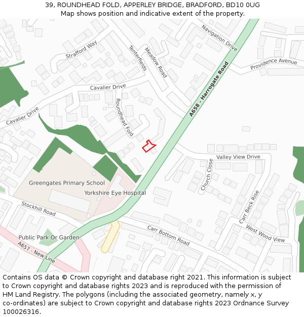 39, ROUNDHEAD FOLD, APPERLEY BRIDGE, BRADFORD, BD10 0UG: Location map and indicative extent of plot