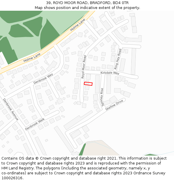 39, ROYD MOOR ROAD, BRADFORD, BD4 0TR: Location map and indicative extent of plot