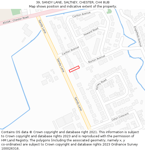 39, SANDY LANE, SALTNEY, CHESTER, CH4 8UB: Location map and indicative extent of plot