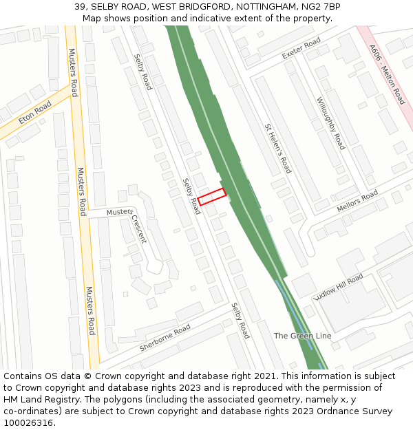 39, SELBY ROAD, WEST BRIDGFORD, NOTTINGHAM, NG2 7BP: Location map and indicative extent of plot