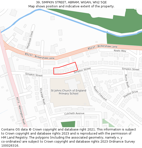 39, SIMPKIN STREET, ABRAM, WIGAN, WN2 5QE: Location map and indicative extent of plot