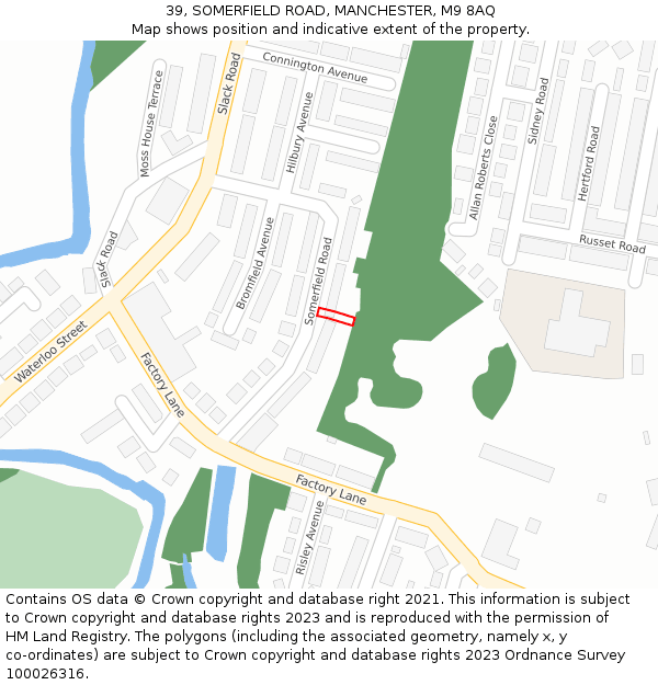 39, SOMERFIELD ROAD, MANCHESTER, M9 8AQ: Location map and indicative extent of plot