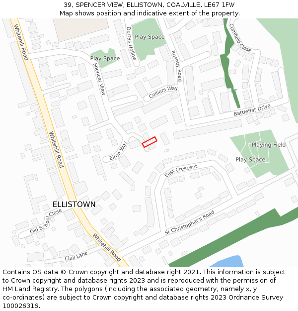 39, SPENCER VIEW, ELLISTOWN, COALVILLE, LE67 1FW: Location map and indicative extent of plot