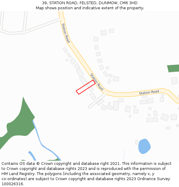 39, STATION ROAD, FELSTED, DUNMOW, CM6 3HD: Location map and indicative extent of plot