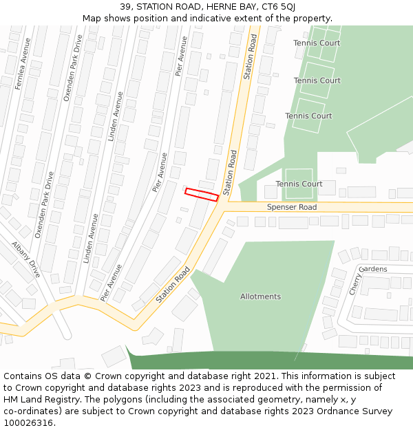 39, STATION ROAD, HERNE BAY, CT6 5QJ: Location map and indicative extent of plot