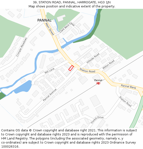 39, STATION ROAD, PANNAL, HARROGATE, HG3 1JN: Location map and indicative extent of plot