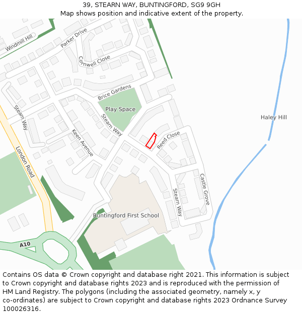 39, STEARN WAY, BUNTINGFORD, SG9 9GH: Location map and indicative extent of plot