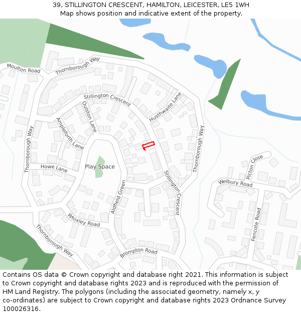 39, STILLINGTON CRESCENT, HAMILTON, LEICESTER, LE5 1WH: Location map and indicative extent of plot